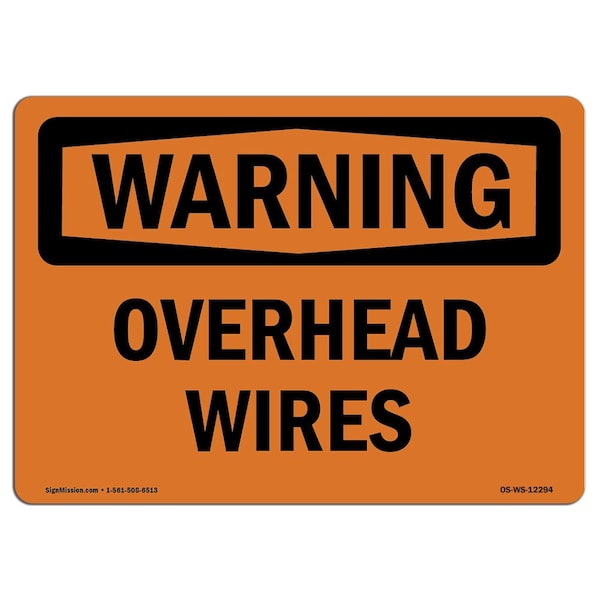 Safety Sign, OSHA WARNING, 3.5" Height, 5" Width, Overhead Wires, Landscape, 10PK
